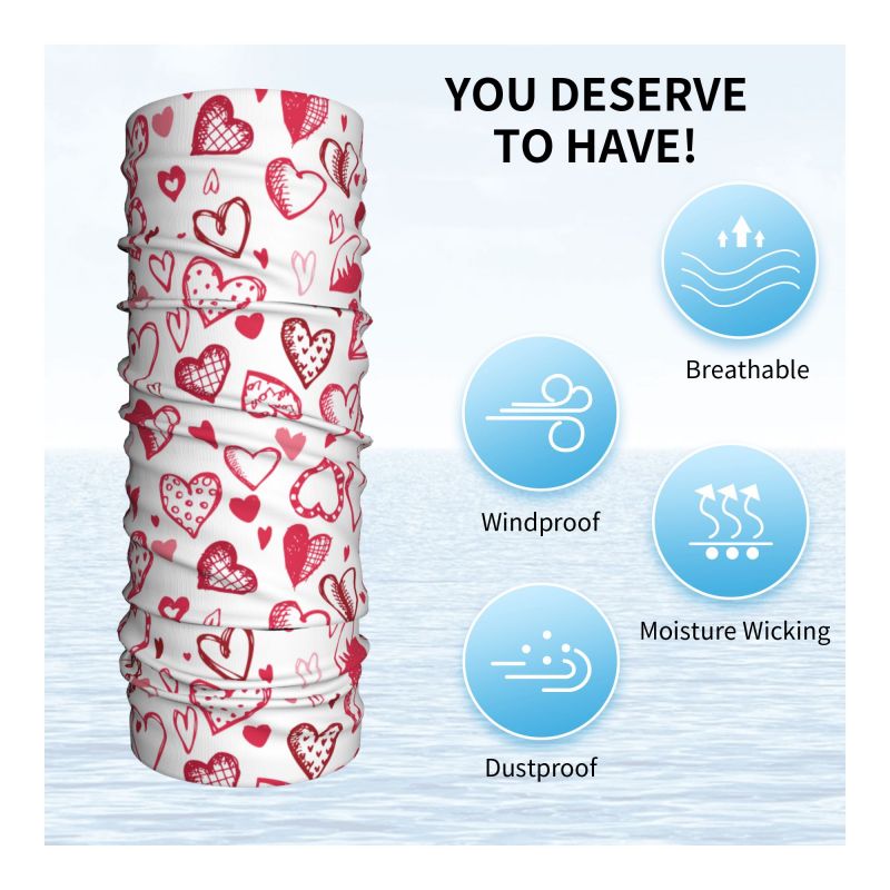 Pink Red Love Hearts Bandana N - đánh giá và giá Neck Gaiter Face Cover